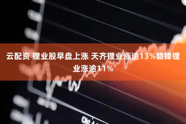 云配资 锂业股早盘上涨 天齐锂业涨逾13%赣锋锂业涨逾11%