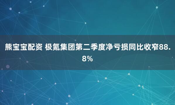 熊宝宝配资 极氪集团第二季度净亏损同比收窄88.8%