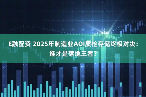 E融配资 2025年制造业AOI质检存储终极对决：谁才是落地王者？
